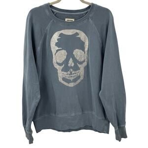 Zadig & Voltaire L Upper Skull Foil Crewneck Sweatshirt Silver Blue